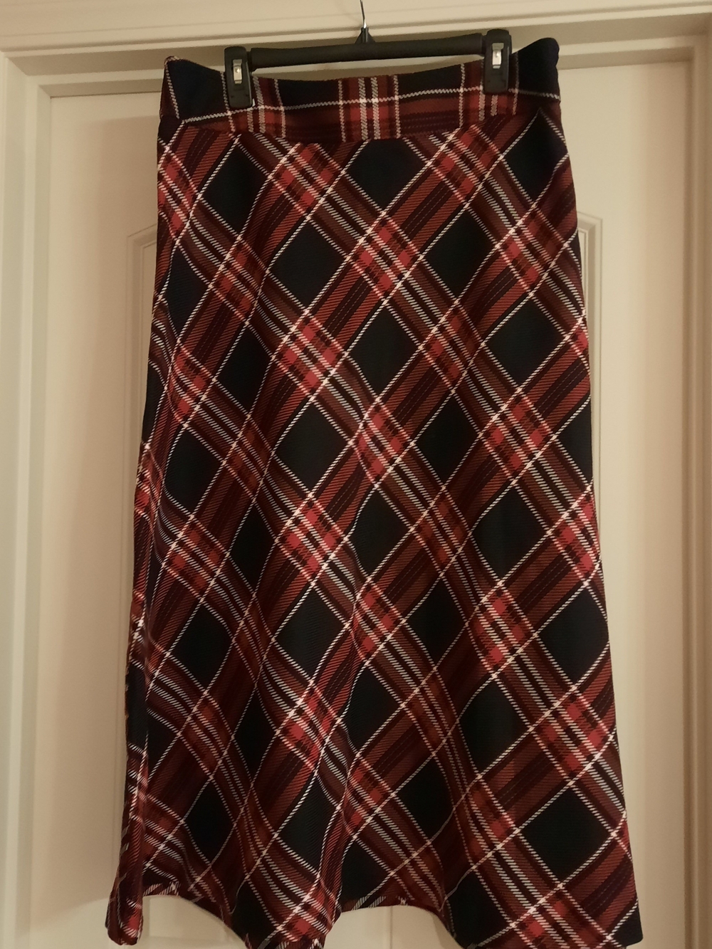 East 5th Black and Red Plaid A-Line Skirt